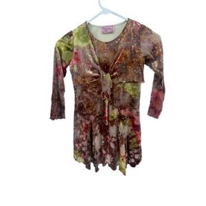 Rool Multicolored Floral Print Tie Bust Embellished Blouse Women's